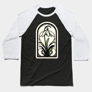 art nouveau snowdrop january Birth Month Flower Baseball T-Shirt